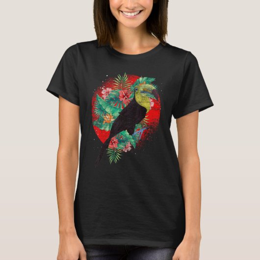 熱帯動物花熱帯雨林鳥フローラ Tシャツ (正面)