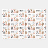 熱帯動物誕生日包装紙シート ラッピングペーパーシート (正面)