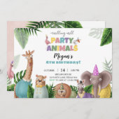 熱帯動物誕生日招待状 招待状 (正面/裏面)