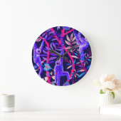 熱帯動物：青いサルのパターン。 ラージ壁時計 (ホーム)