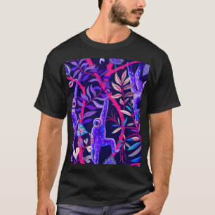 熱帯動物:青いサルのパターン。 Tシャツ
