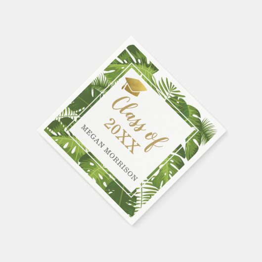 熱帯卒業パーティナパーソナライズされたプキン スタンダードカクテルナプキン (角)