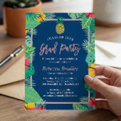 熱帯卒業党海軍ブルー金ゴールドパイナップル 招待状