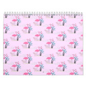 熱帯可愛いフラミンゴおもしろいの水彩模様 カレンダー (カバー)