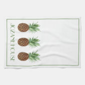 熱帯名門私立校風のパイナップルパーソナライズされた キッチンタオル (横)