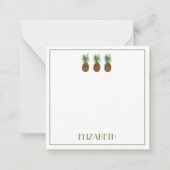 熱帯名門私立校風のパイナップルパーソナライズされた ノートカード (正面)