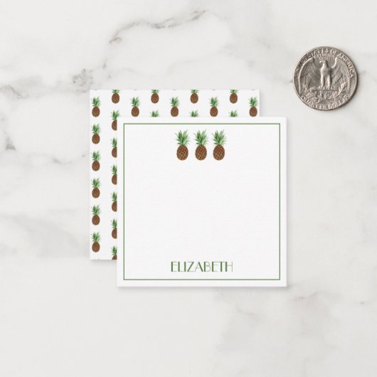 熱帯名門私立校風のパイナップルパーソナライズされた ノートカード (正面/裏面インサイチュ)