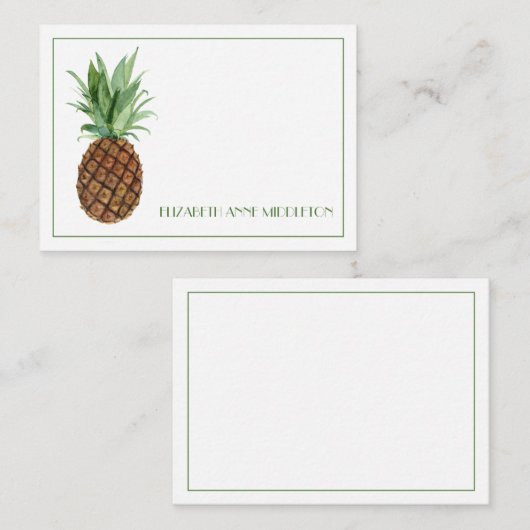 熱帯名門私立校風のパイナップルパーソナライズされた ノートカード (正面/裏面)