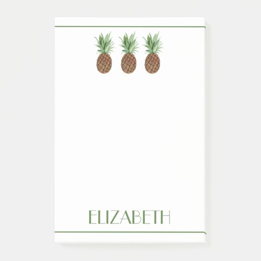 熱帯名門私立校風のパイナップルパーソナライズされた ポストイット (正面)