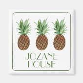 熱帯名門私立校風のパイナップルパーソナライズされた マグネット (正面)