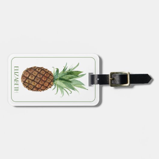 熱帯名門私立校風のパイナップルパーソナライズされた ラゲッジタグ (正面横)