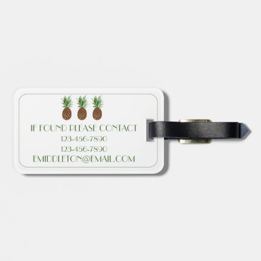 熱帯名門私立校風のパイナップルパーソナライズされた ラゲッジタグ (裏面横)