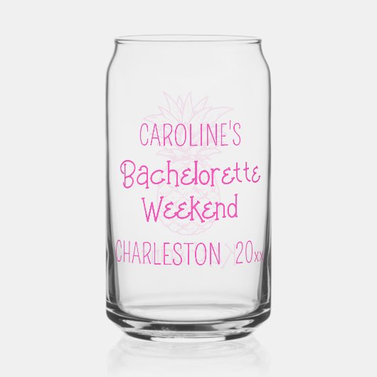 熱帯名門私立校風のピンクのパイナップルパーソナライズされた ガラス缶 (裏面)