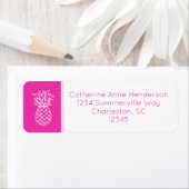 熱帯名門私立校風のピンクのパイナップルパーソナライズされた ラベル (インサイチュ)