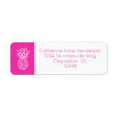 熱帯名門私立校風のピンクのパイナップルパーソナライズされた ラベル (正面)