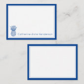 熱帯名門私立校風の海軍ブルーパイナップルパーソナライズされた ノートカード (正面/裏面)