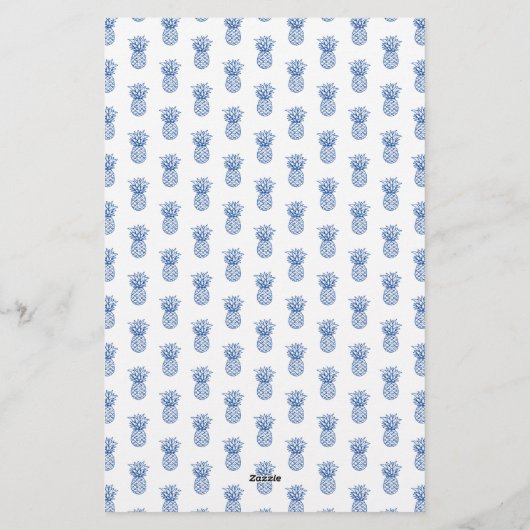 熱帯名門私立校風の海軍ブルーパイナップルパーソナライズされた 便箋 (裏面)