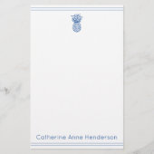 熱帯名門私立校風の海軍ブルーパイナップルパーソナライズされた 便箋 (正面)