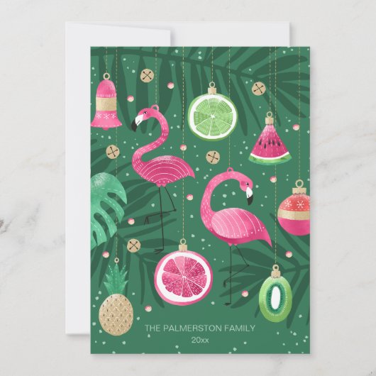 熱帯図解入りの、写真付きのクリスマスオーナメント シーズンカード (正面)