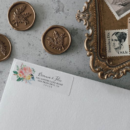 熱帯図解入りの、写真付きのフローラ差出人住所 ラベル