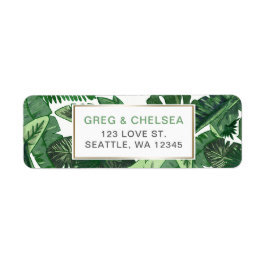 熱帯地勢の植物の緑の草木の結婚式 ラベル