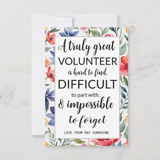 熱帯地域のボランティアの感謝の週 カード (正面)