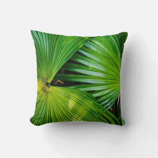 熱帯地方からの大きく、明るい葉 クッション (正面)