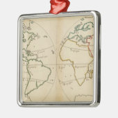 熱帯地方が付いている世界地図 メタルオーナメント (左)