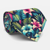 熱帯地方で明るいネオンフローラが破裂 ネクタイ (ロール)
