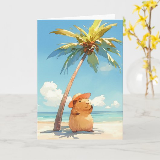 熱帯地方のカピバラ カード (黄色い花)