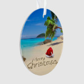 熱帯地方のサンタの帽子とのメリークリスマス オーナメント (正面)