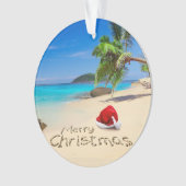 熱帯地方のサンタの帽子とのメリークリスマス オーナメント (正面)