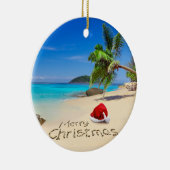 熱帯地方のサンタの帽子とのメリークリスマス セラミックオーナメント (右)