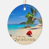 熱帯地方のサンタの帽子とのメリークリスマス セラミックオーナメント (左)