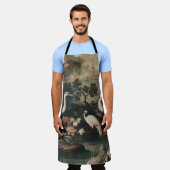 熱帯地方のヴィンテージクレーンと宮殿 エプロン (着用した状態)