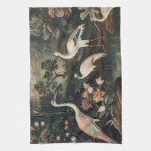 熱帯地方のヴィンテージクレーンと宮殿 キッチンタオル (縦)