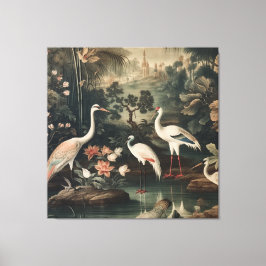 熱帯地方のヴィンテージクレーンと宮殿 キャンバスプリント