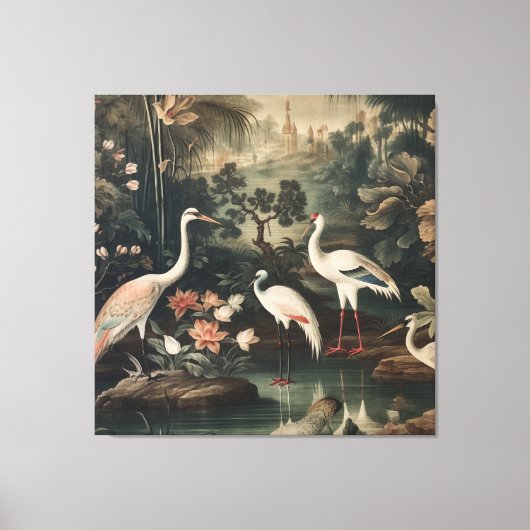 熱帯地方のヴィンテージクレーンと宮殿 キャンバスプリント (正面)