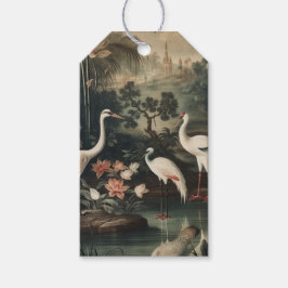 熱帯地方のヴィンテージクレーンと宮殿 ギフトタグ