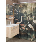 熱帯地方のヴィンテージクレーンと宮殿 シャワーカーテン