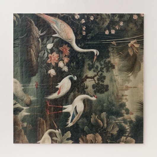 熱帯地方のヴィンテージクレーンと宮殿 ジグソーパズル (横)