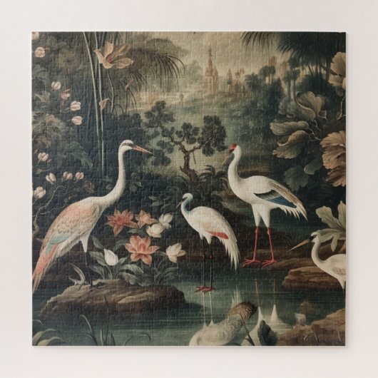 熱帯地方のヴィンテージクレーンと宮殿 ジグソーパズル (縦)