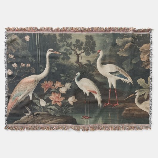 熱帯地方のヴィンテージクレーンと宮殿 スローブランケット (正面)
