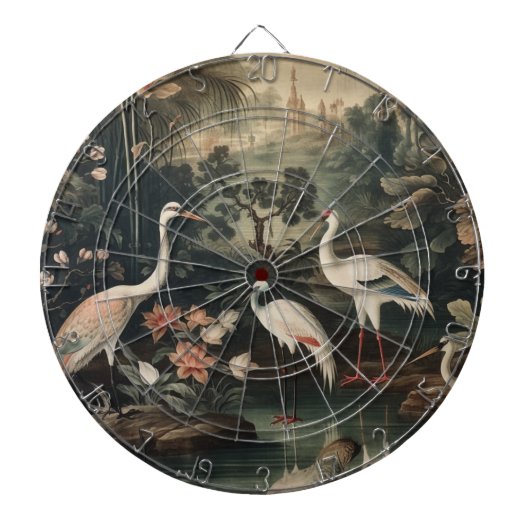 熱帯地方のヴィンテージクレーンと宮殿 ダーツボード (正面)