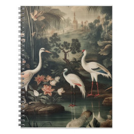 熱帯地方のヴィンテージクレーンと宮殿 ノートブック