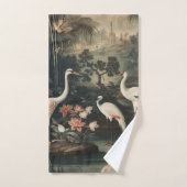 熱帯地方のヴィンテージクレーンと宮殿 バスタオルセット (ハンドタオル)