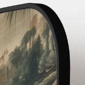 熱帯地方のヴィンテージクレーンと宮殿 ピックルボールラケット (左詳細)