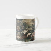 熱帯地方のヴィンテージクレーンと宮殿 ボーンチャイナマグカップ (正面右)