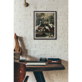 熱帯地方のヴィンテージクレーンと宮殿 ポスター