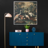 熱帯地方のヴィンテージクレーンと宮殿 ポスター